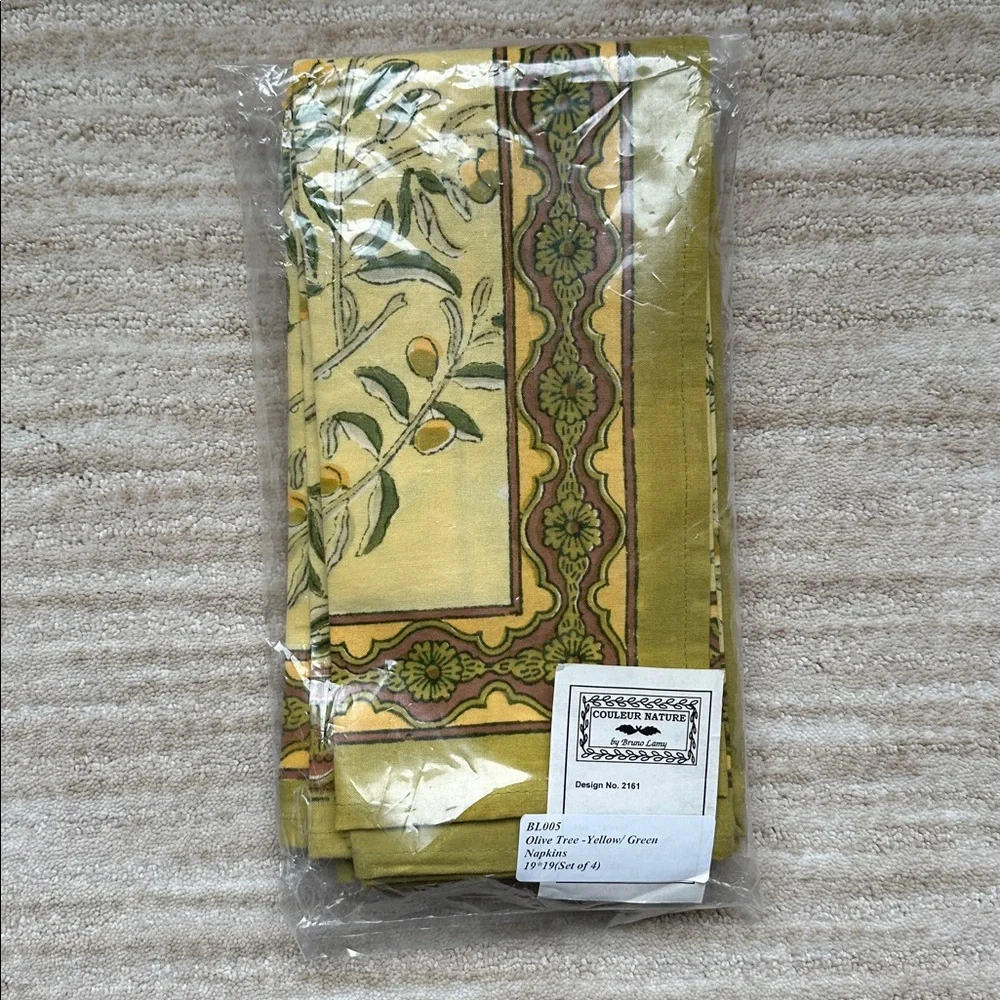 Set of 4 Couleur Nature Olive Tree Napkins Yellow/Green Designed by Bruno Lamy